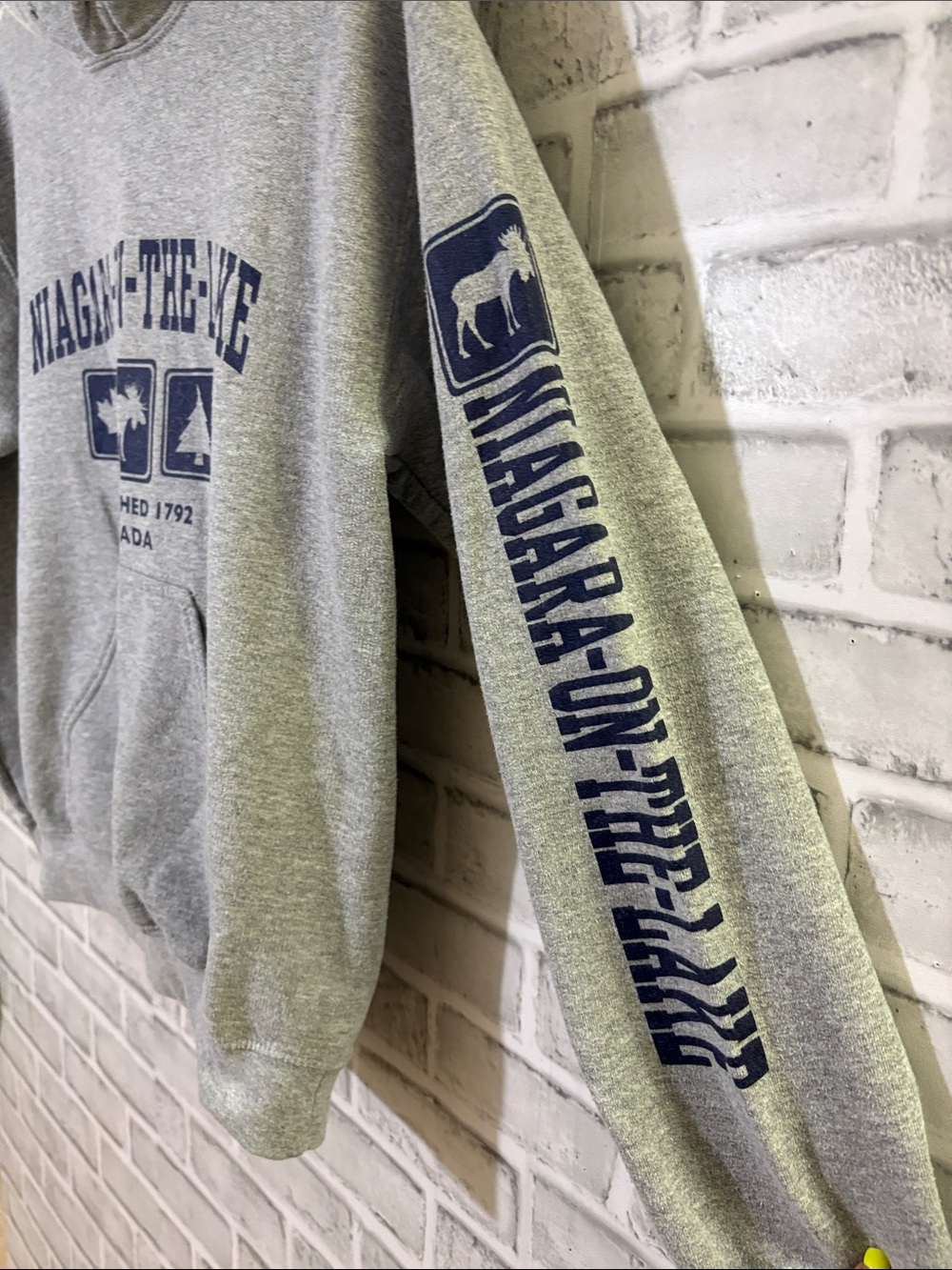 Gray Hoodie with Navy Niagara-On-The-Lake Print, small - Picture 4 of 7